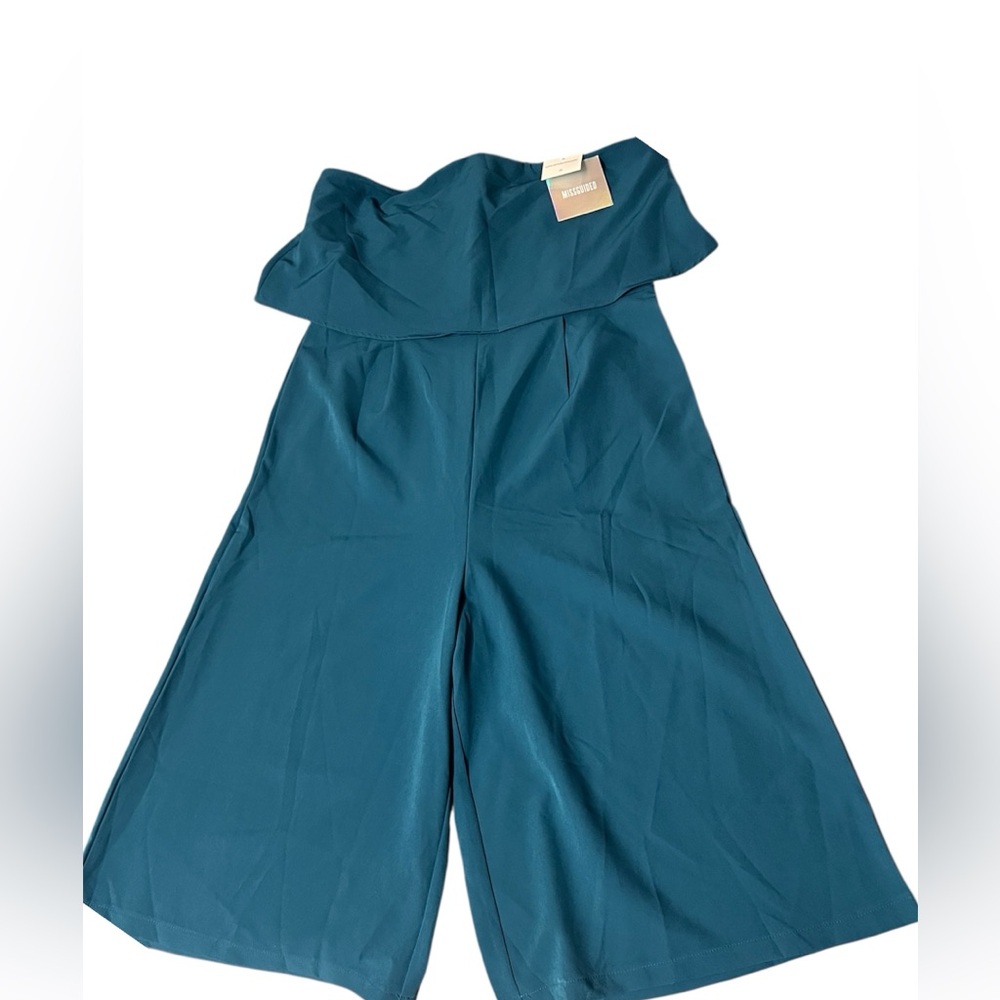 Missguided Teal Bandeau Double Layer Culotte Jumpsuit - Size M- (8/10) US 12